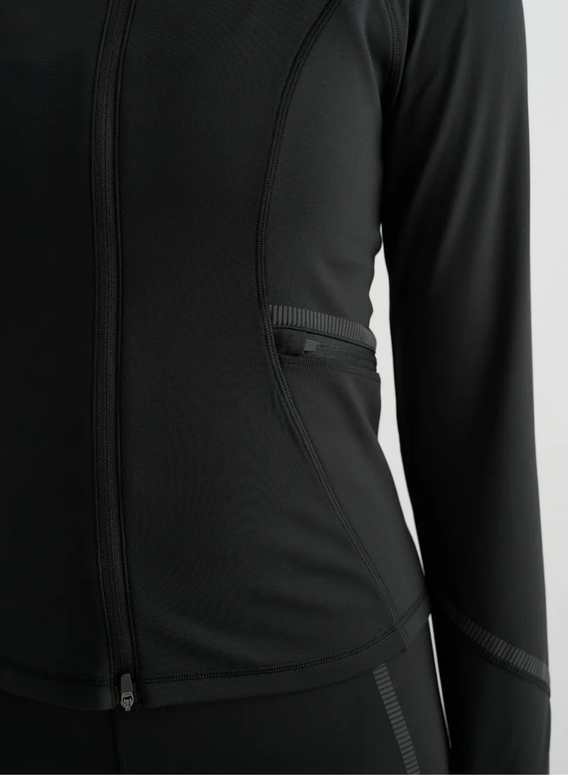 Black Reflective Warming Zip Jacket
