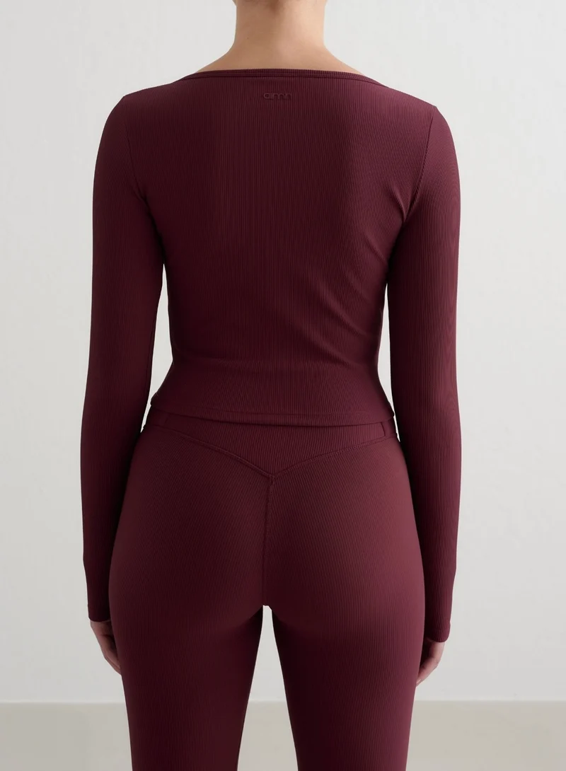 Cherry Ribbed Performance Zipped Cardigan