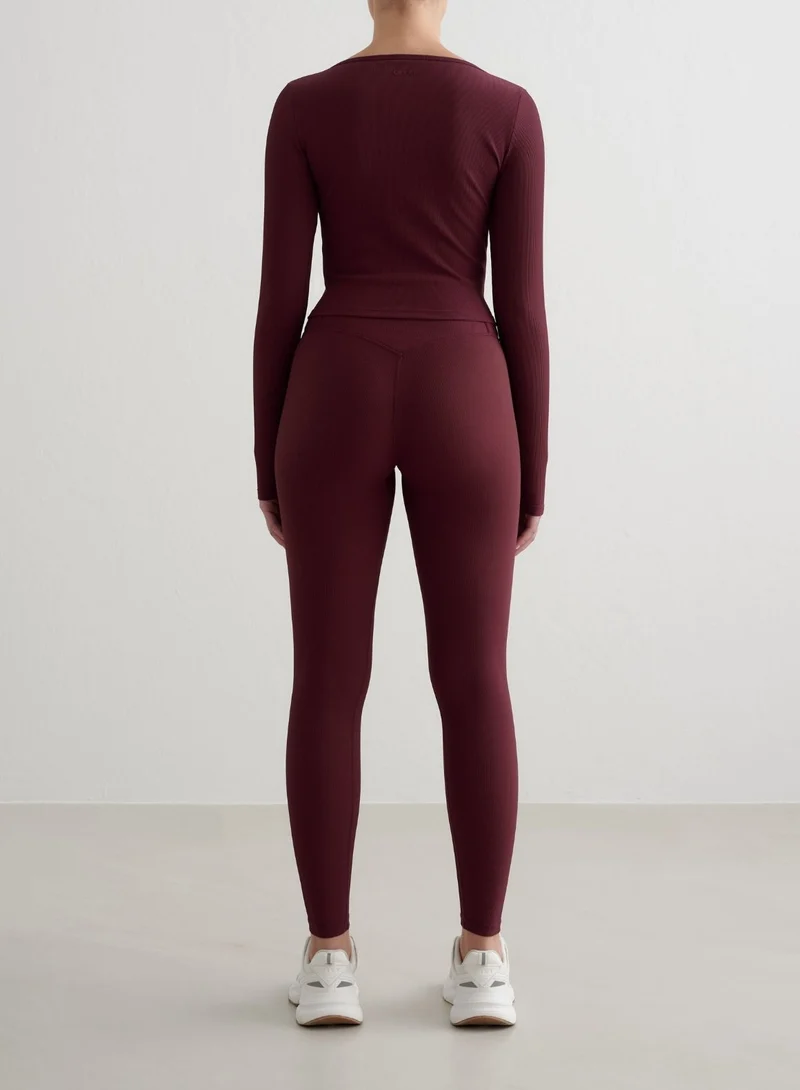 Cherry Ribbed Performance Zipped Cardigan