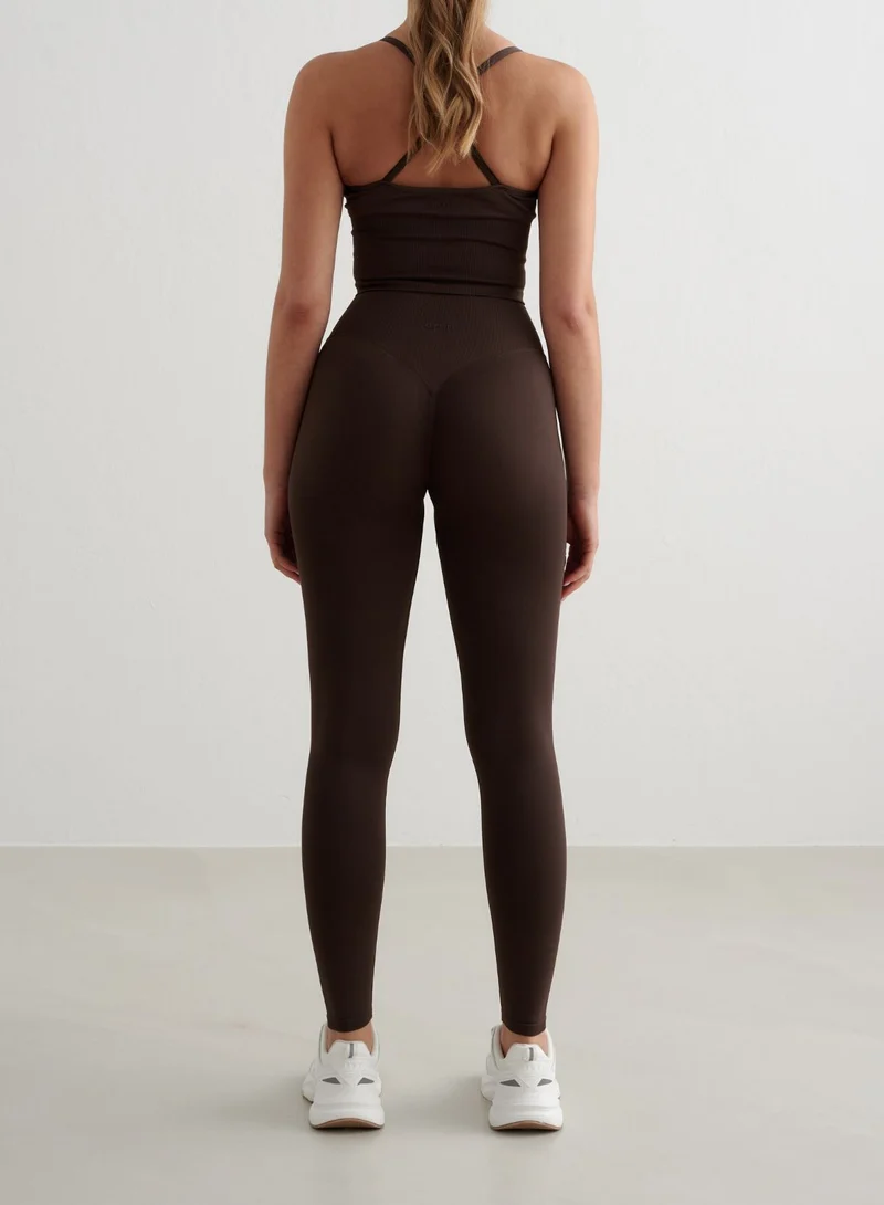 Chocolate Shape Seamless Tights & Cross Back Bralette Set