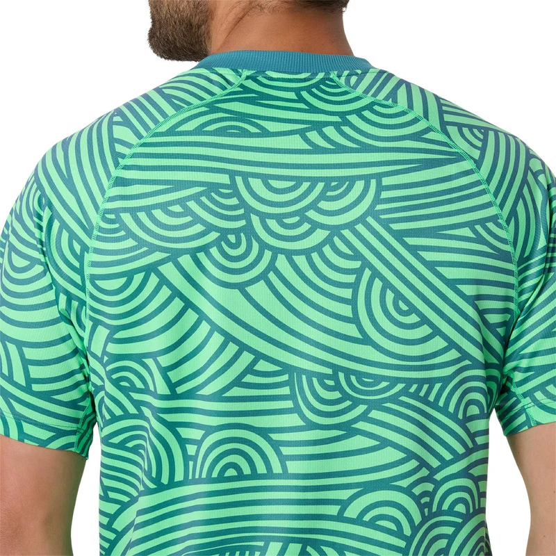 Asics T-Shirt Padel Court All Over Print SS Top Heren Blauw Groen