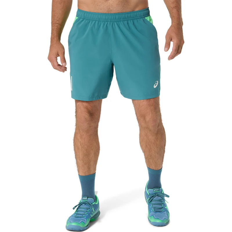 Asics Short Padel Court 7IN Heren Blauw Groen