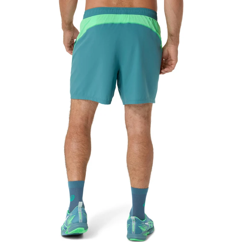 Asics Short Padel Court 7IN Heren Blauw Groen