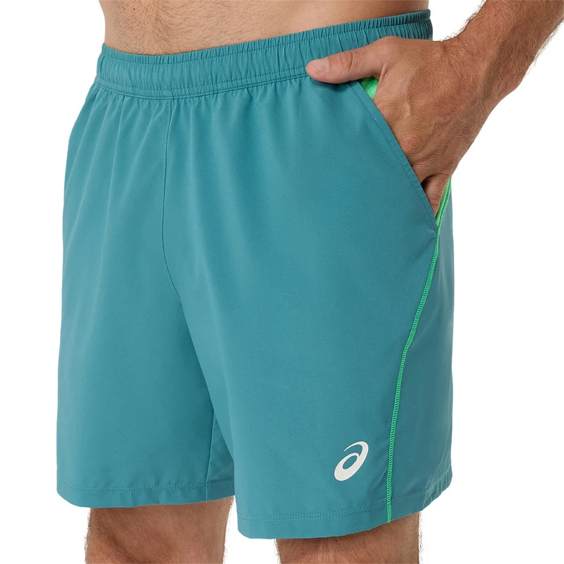 Asics Short Padel Court 7IN Heren Blauw Groen