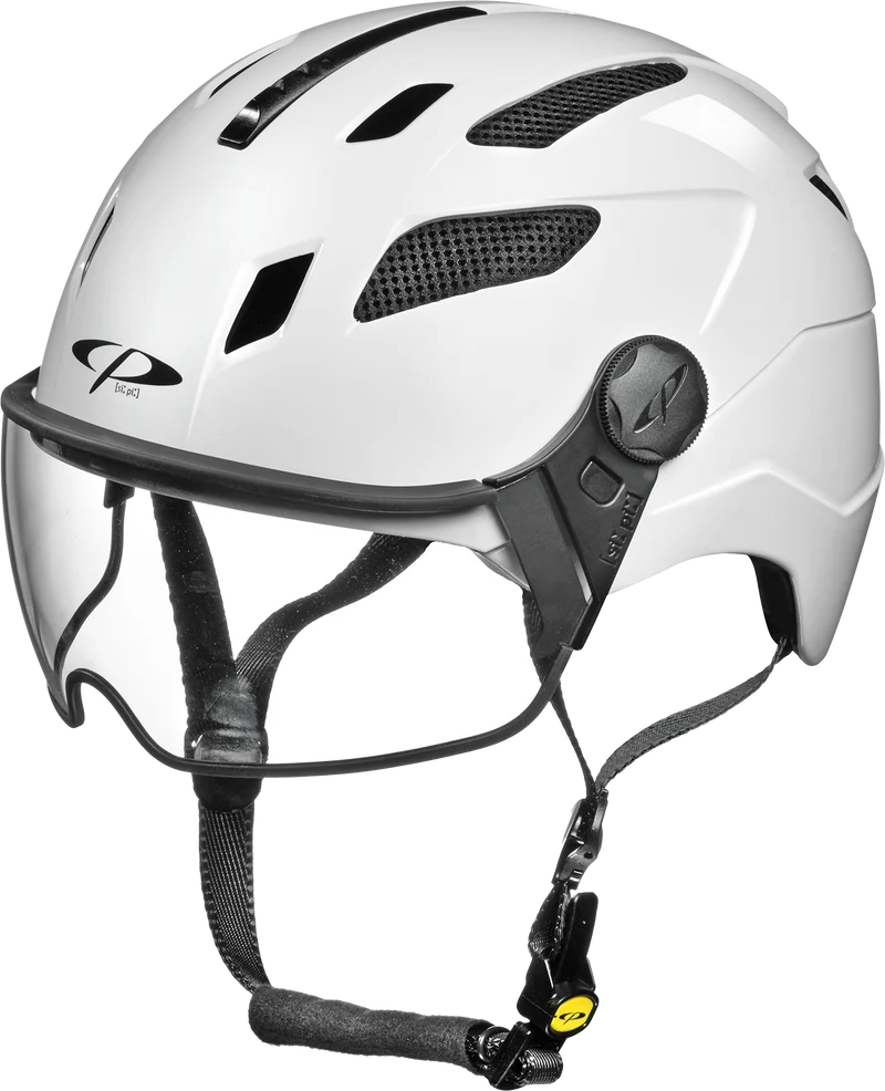 CP Chimayo + Urban Fahrradhelm mit Visier (clear) - Radhelm Bikehelm Schutzhelm Fahrrad Bike Helm Unisex white shiny j23