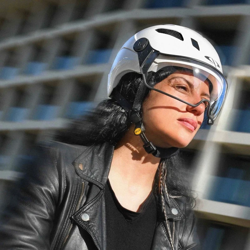 CP Chimayo + Urban Fahrradhelm mit Visier (clear) - Radhelm Bikehelm Schutzhelm Fahrrad Bike Helm Unisex white shiny j23