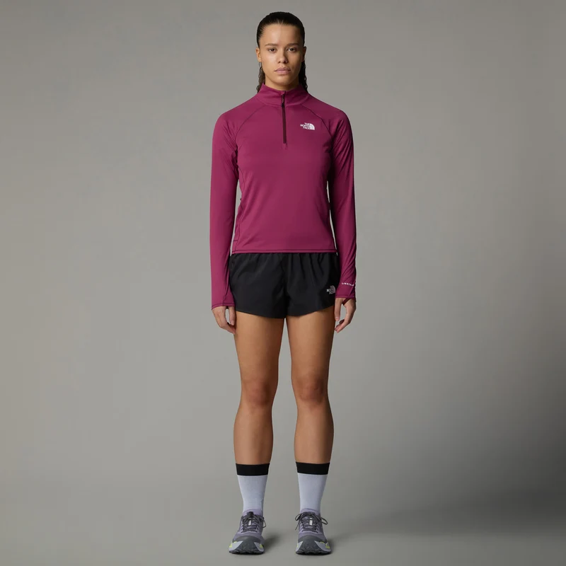 Sunriser 1/4 Zip Laufshirt Damen-Berry