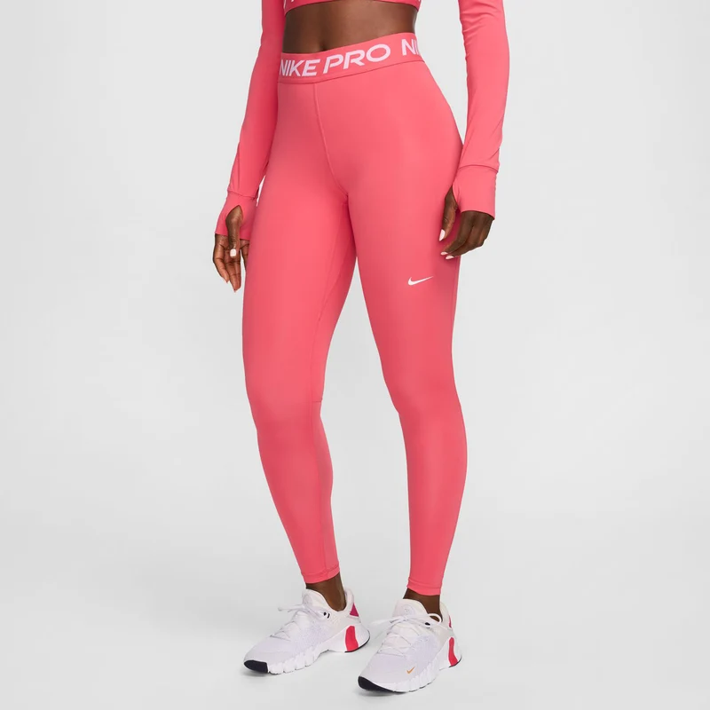 Mid-Rise Mesh-Paneled Tight Damen-Hellrot,Weiß