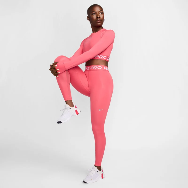 Mid-Rise Mesh-Paneled Tight Damen-Hellrot,Weiß