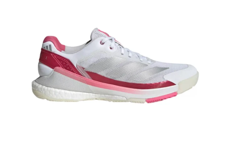 Adidas Crazyquick Boost Women Padel Shoes (Cloud White/Silver Metallic/Lucid Pink)