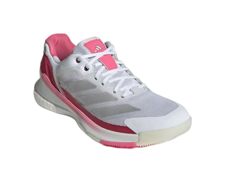 Adidas Crazyquick Boost Women Padel Shoes (Cloud White/Silver Metallic/Lucid Pink)