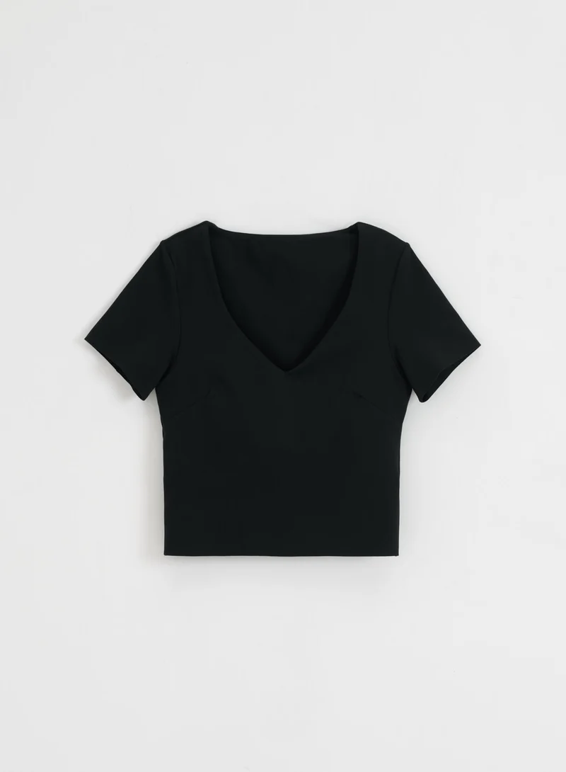 Black Sense Short Sleeve Bralette