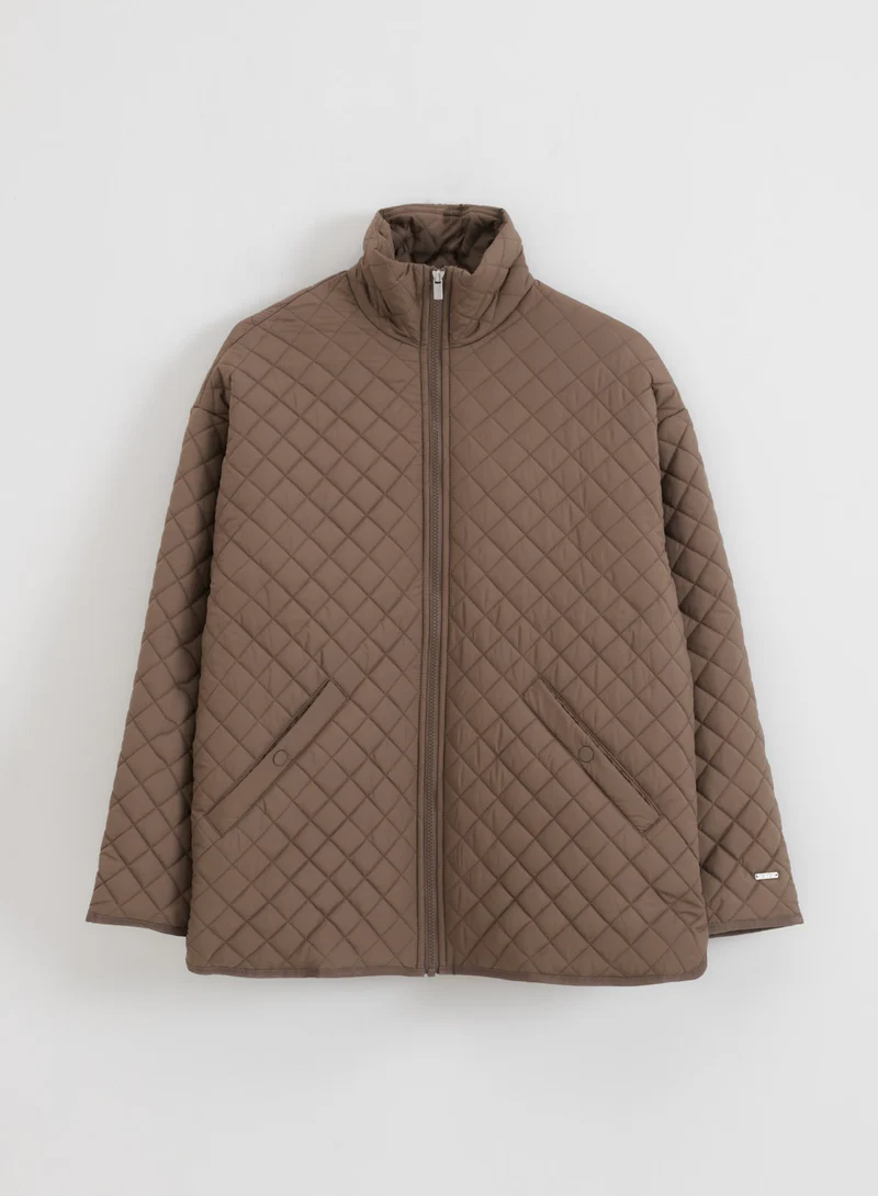 Nougat Oversized Quilted Jacket