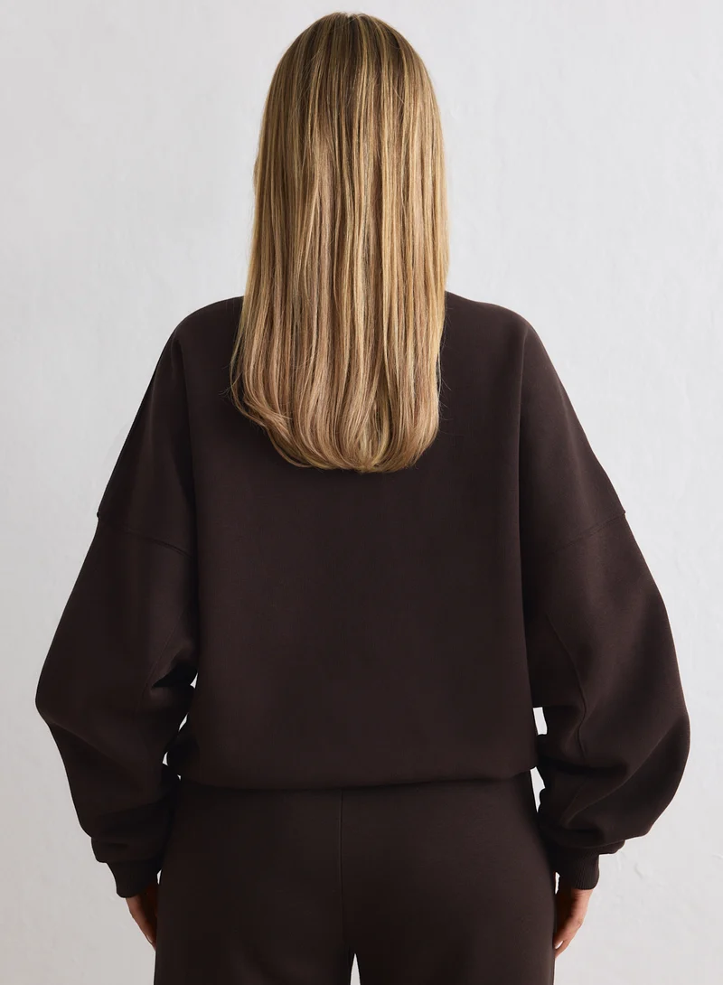 Chocolate Varsity Sweat Half Zip