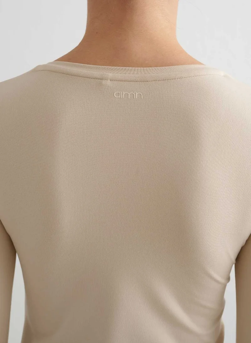 Café Au Lait Soft Basic V-neck Long Sleeve