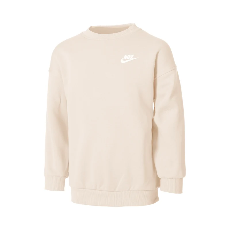 Club Fleece Oversized Crew Sweatshirt Mädchen-Beige,Weiß