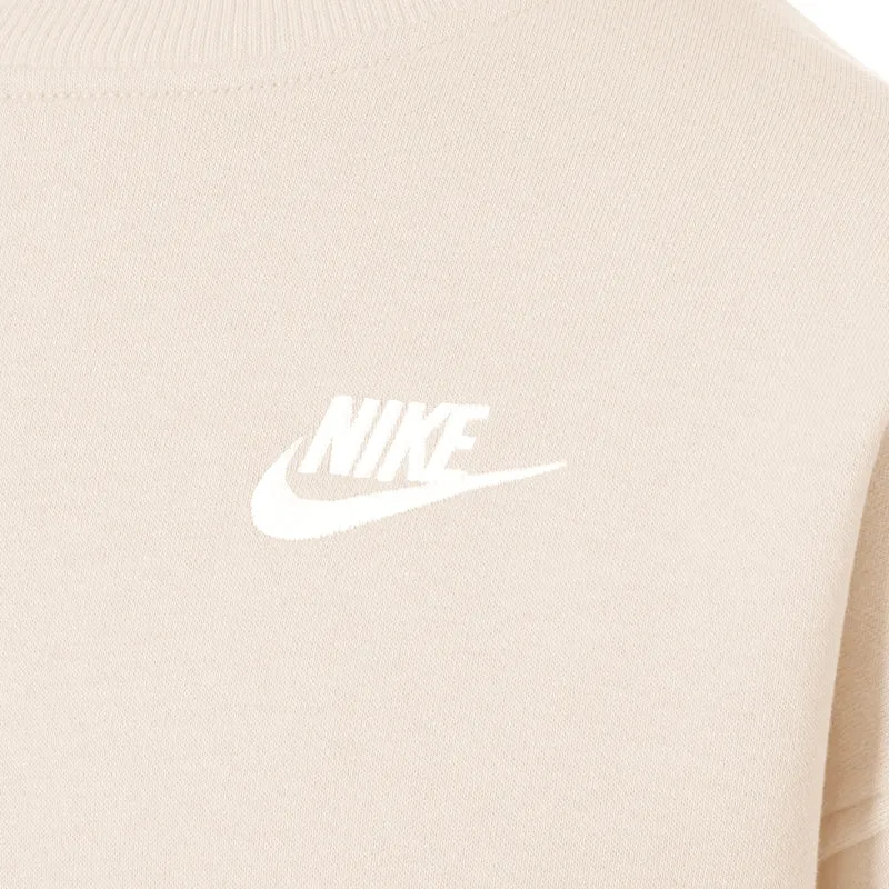 Club Fleece Oversized Crew Sweatshirt Mädchen-Beige,Weiß