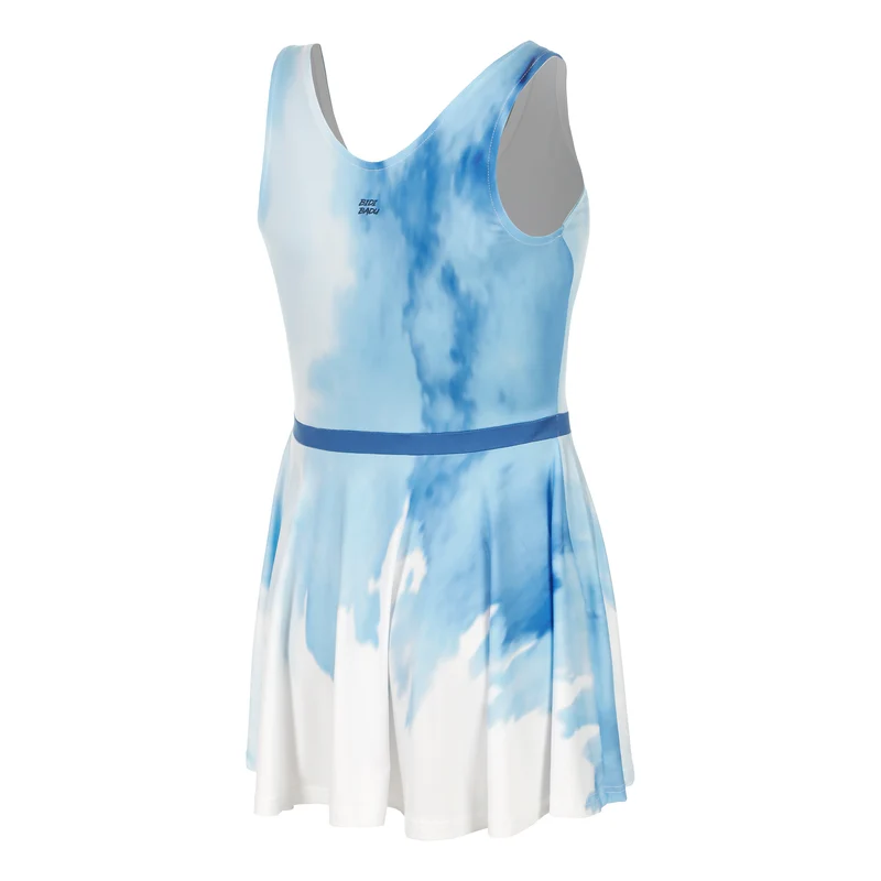 Watercolour Kleid Damen-Weiß,Blau