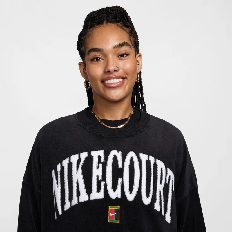 Court Heritage Fleece GFX Crew Sweatshirt Damen-Schwarz