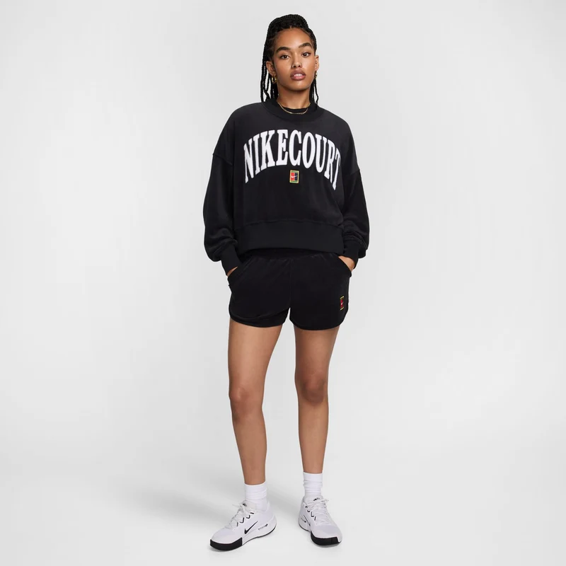 Court Heritage Fleece GFX Crew Sweatshirt Damen-Schwarz