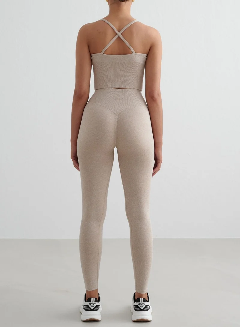 Beige Melange Shape Seamless Tights