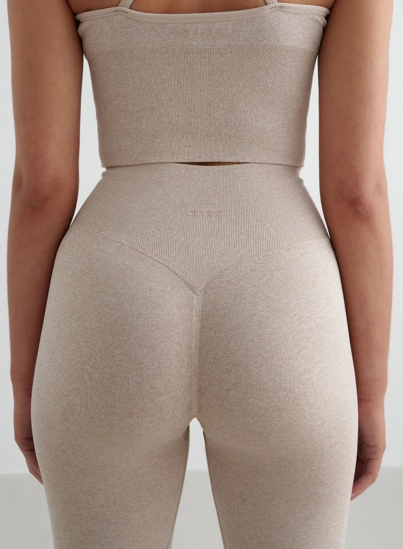Beige Melange Shape Seamless Tights