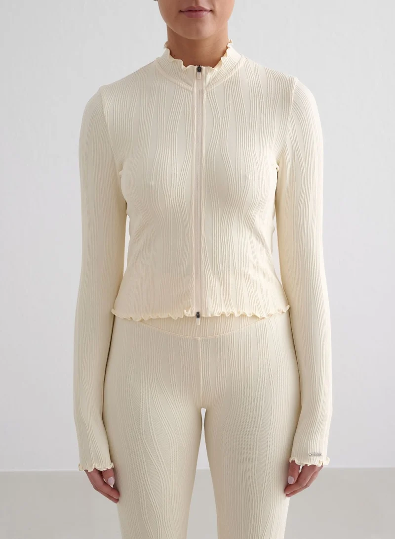 Almond White Tulip Zip Jacket