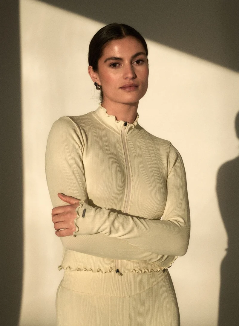 Almond White Tulip Zip Jacket