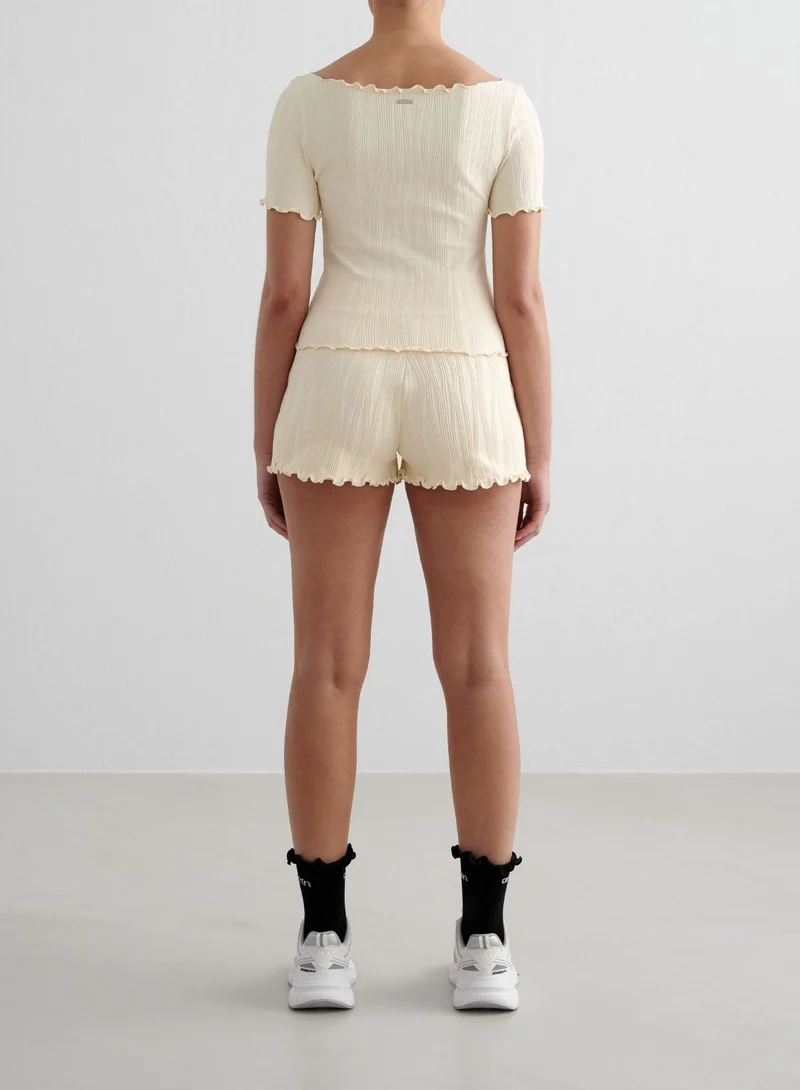 Almond White Tulip Short Sleeve Top