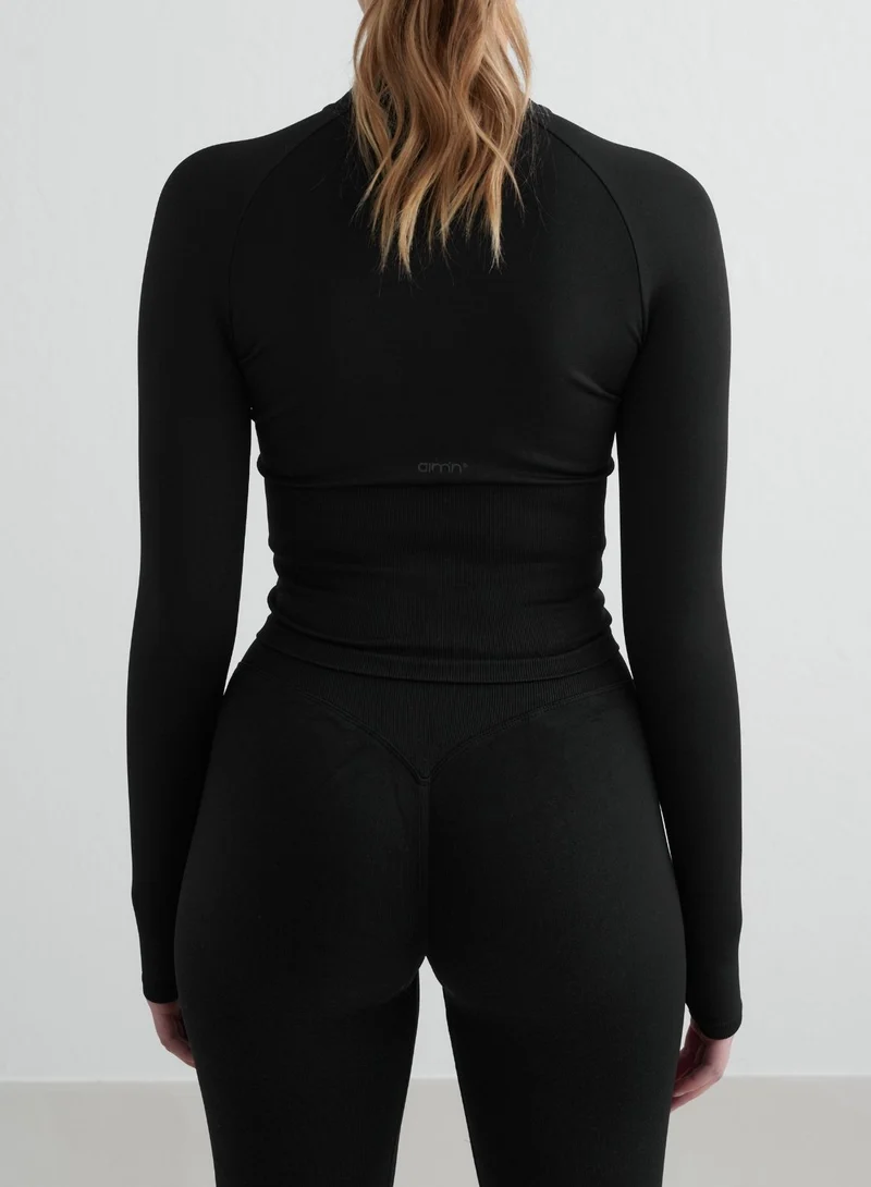 Black Shape Seamless Zip Jacket