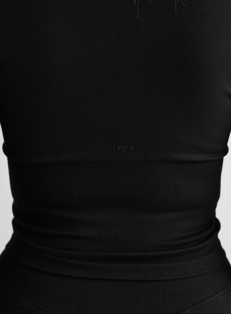 Black Shape Seamless Zip Jacket