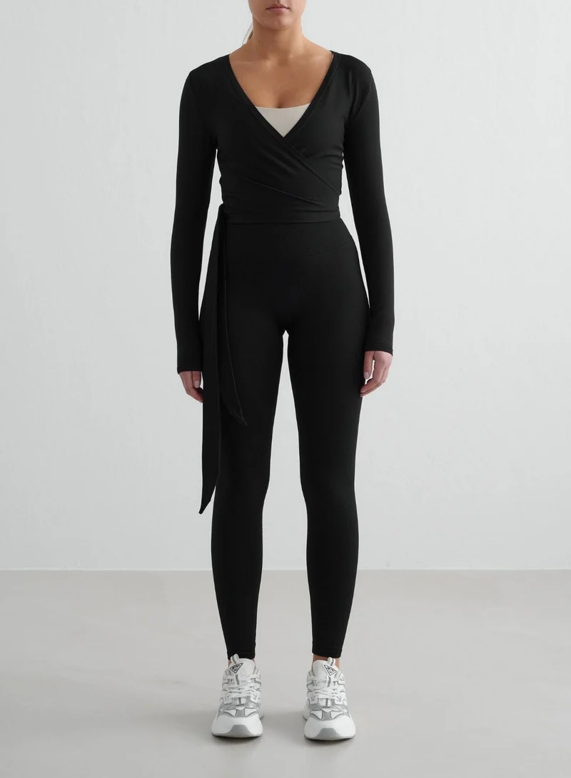 Black Shape Seamless Wrap Long Sleeve