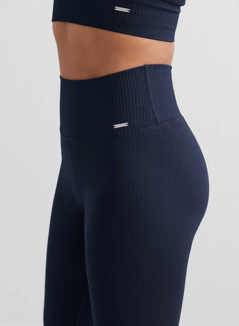 Navy Ribbed Seamless Petite Tights
