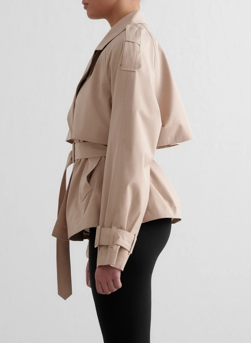 Beige Recycled Tech Trench Jacket