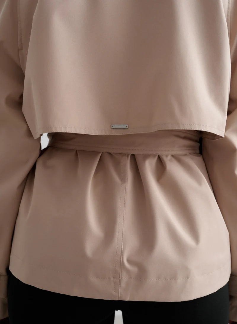Beige Recycled Tech Trench Jacket