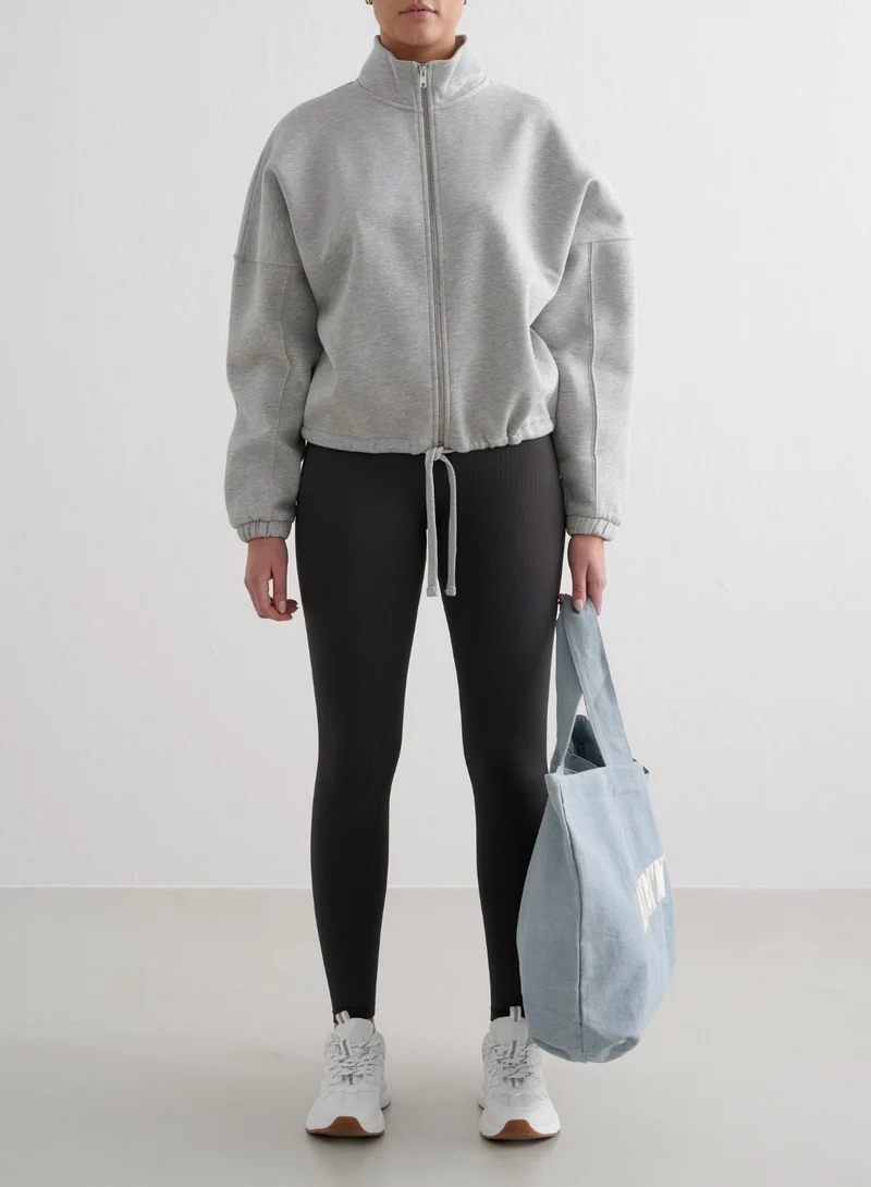 Grey Melange Campus Sweat Zip Jacket