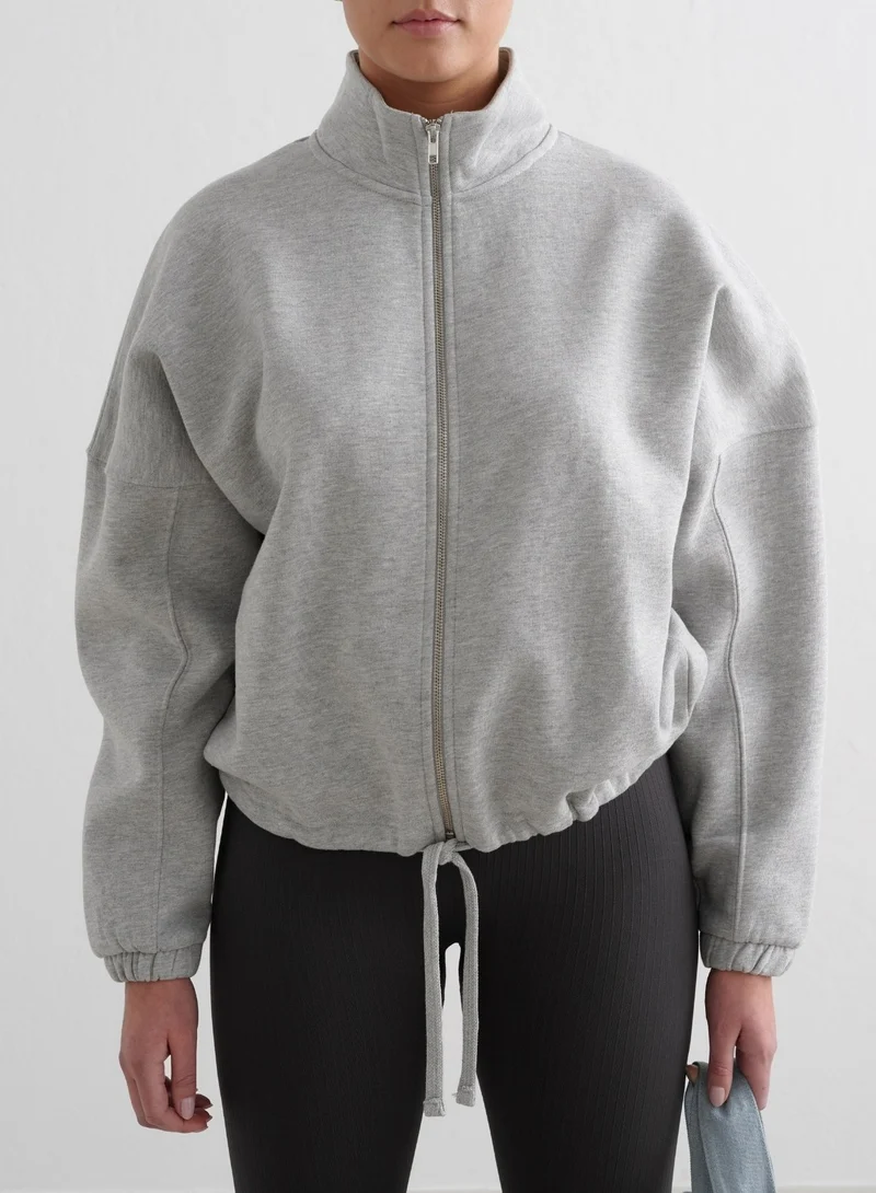 Grey Melange Campus Sweat Zip Jacket