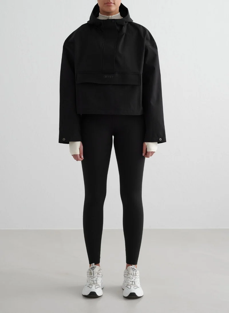 Black Cropped Waterproof Anorak