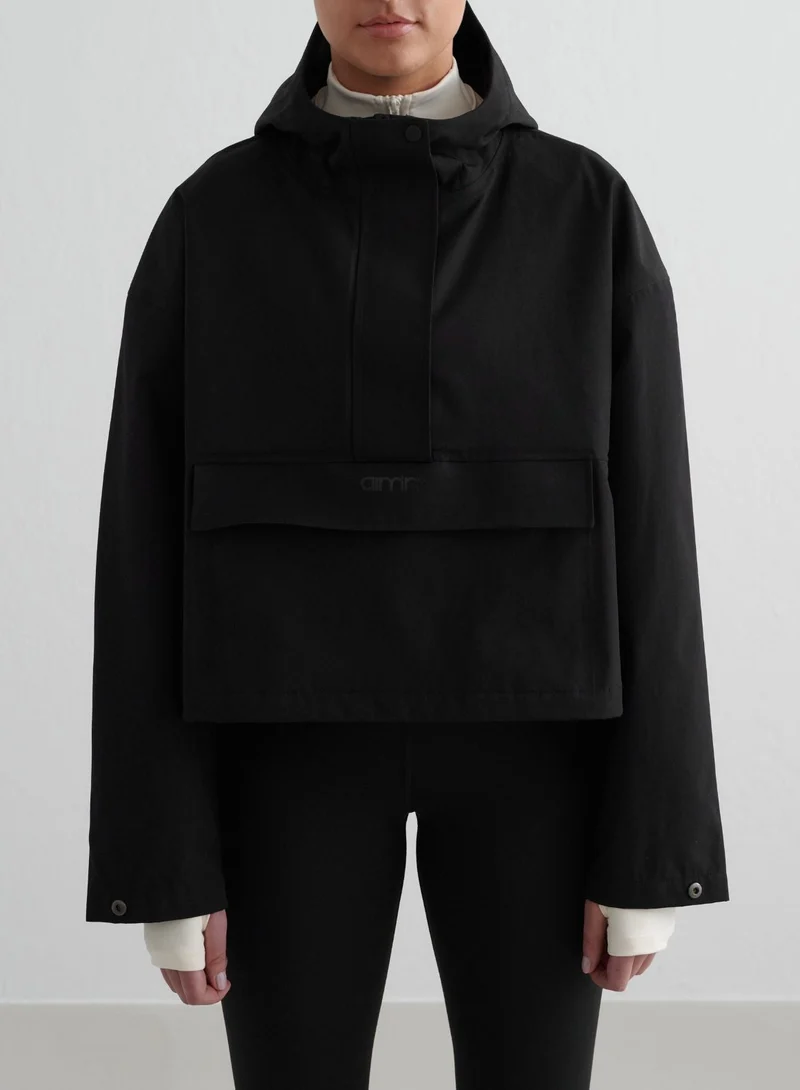 Black Cropped Waterproof Anorak