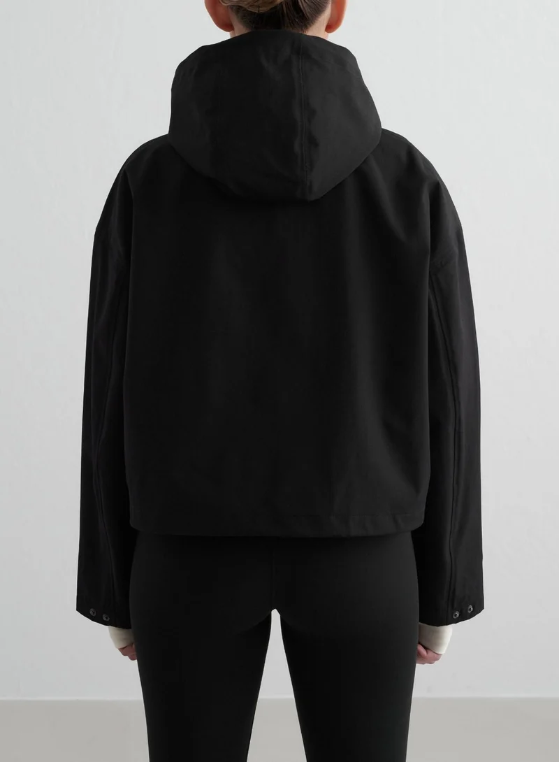 Black Cropped Waterproof Anorak