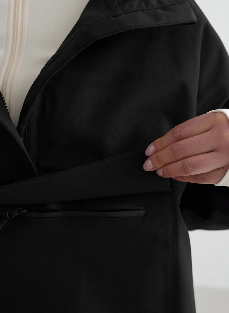 Black Cropped Waterproof Anorak