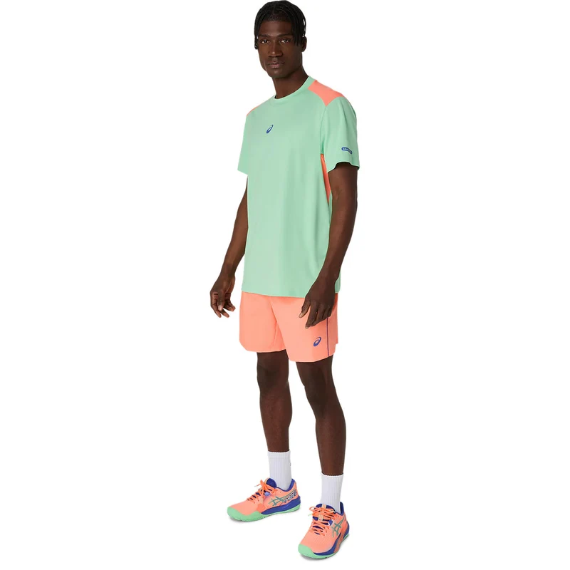 Asics Short Padel Court 7IN Heren Oranje Groen