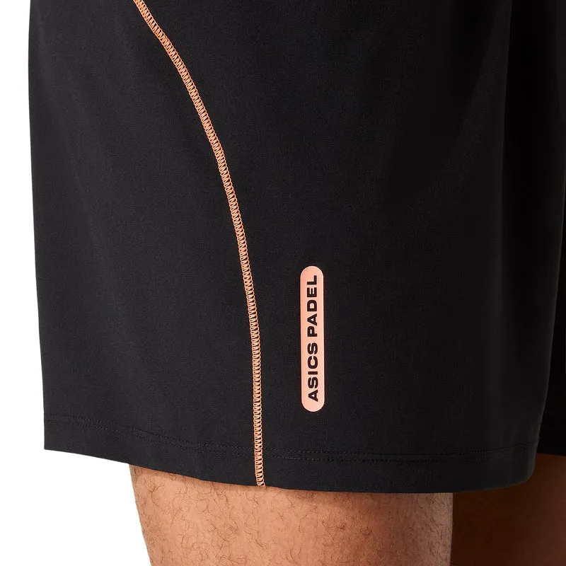 Asics Short Padel Court 7IN Heren Zwart Blauw Oranje