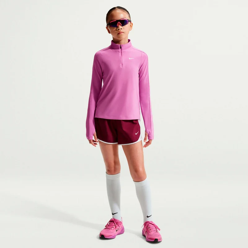 Dri-Fit Half-Zip Longsleeve Mädchen-flieder, weiß