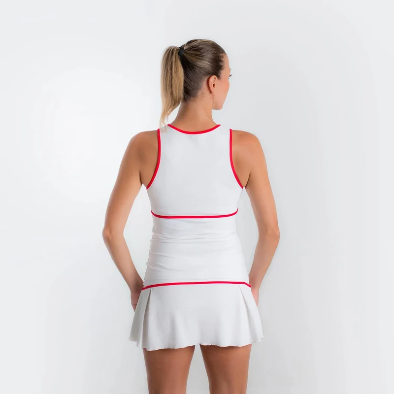 Capri Tank-Top Damen-Weiß,Rot