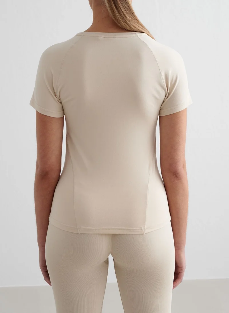 Café Au Lait Soft Basic Short Sleeve