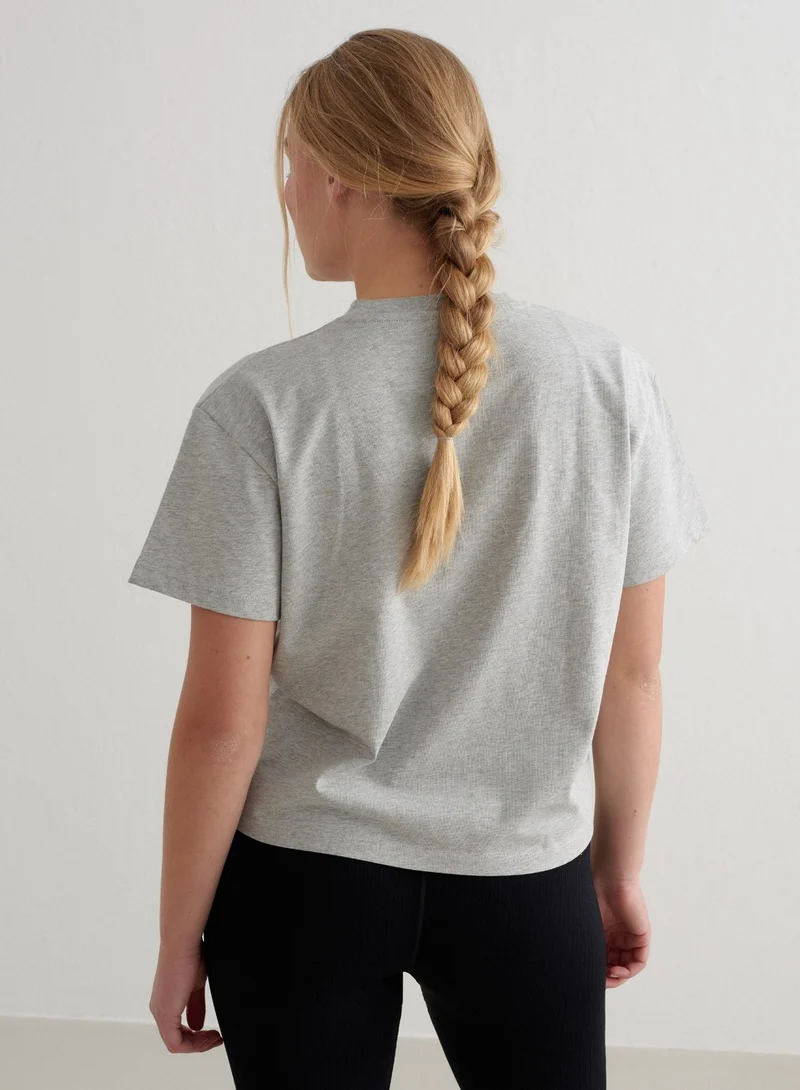 Grey Melange Varsity Boxy T-shirt