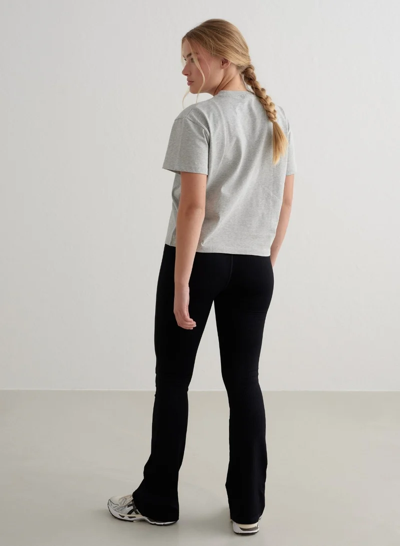 Grey Melange Varsity Boxy T-shirt