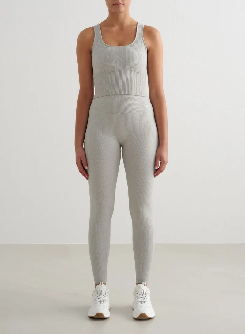 Grey Melange Ribbed Seamless Tights