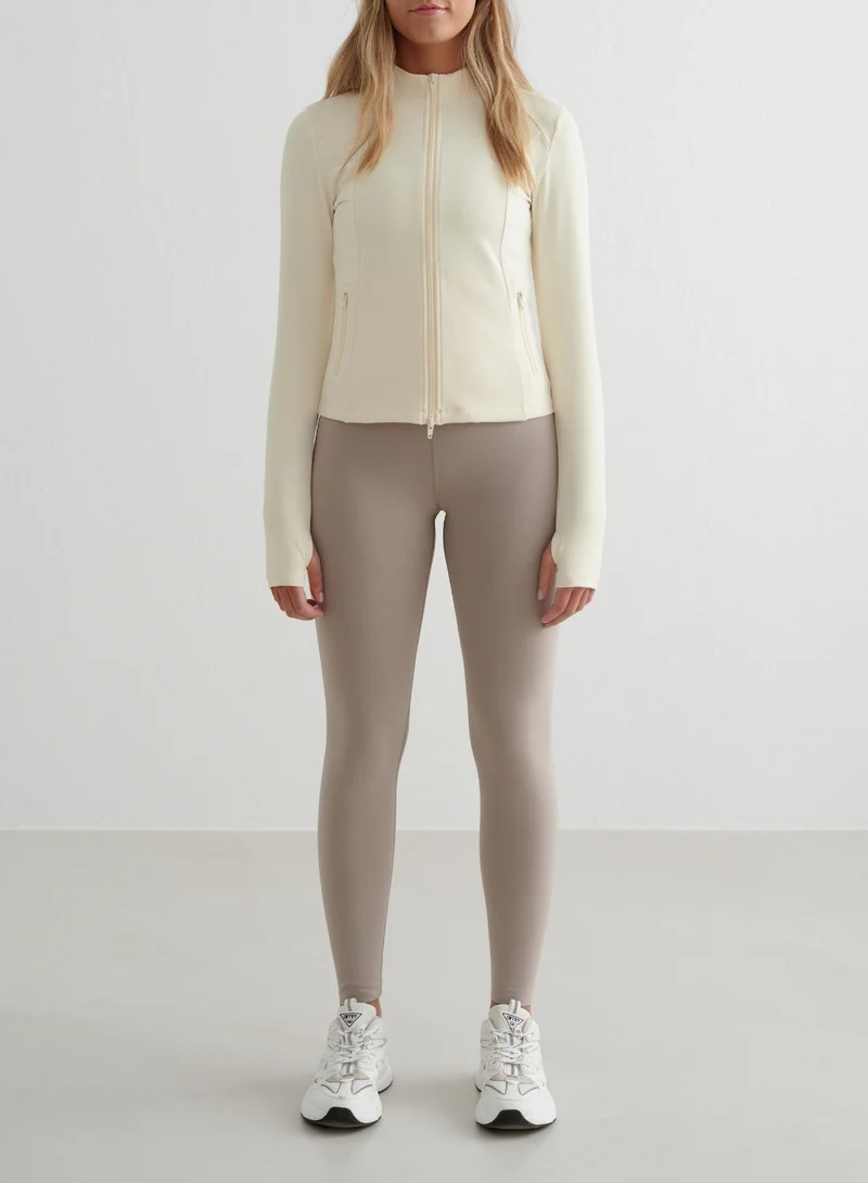 Almond White Sense Zip Jacket